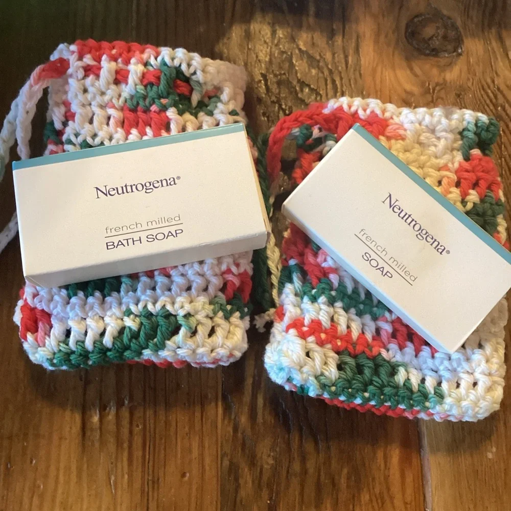 Handmade Crochet Soap Saver Bags - set of two - includes soap